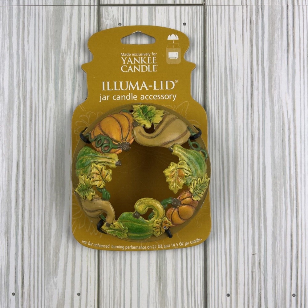 Yankee Candle Gourds Pumpkin Leaves‎ illuma Lid Topper Rare New on Card